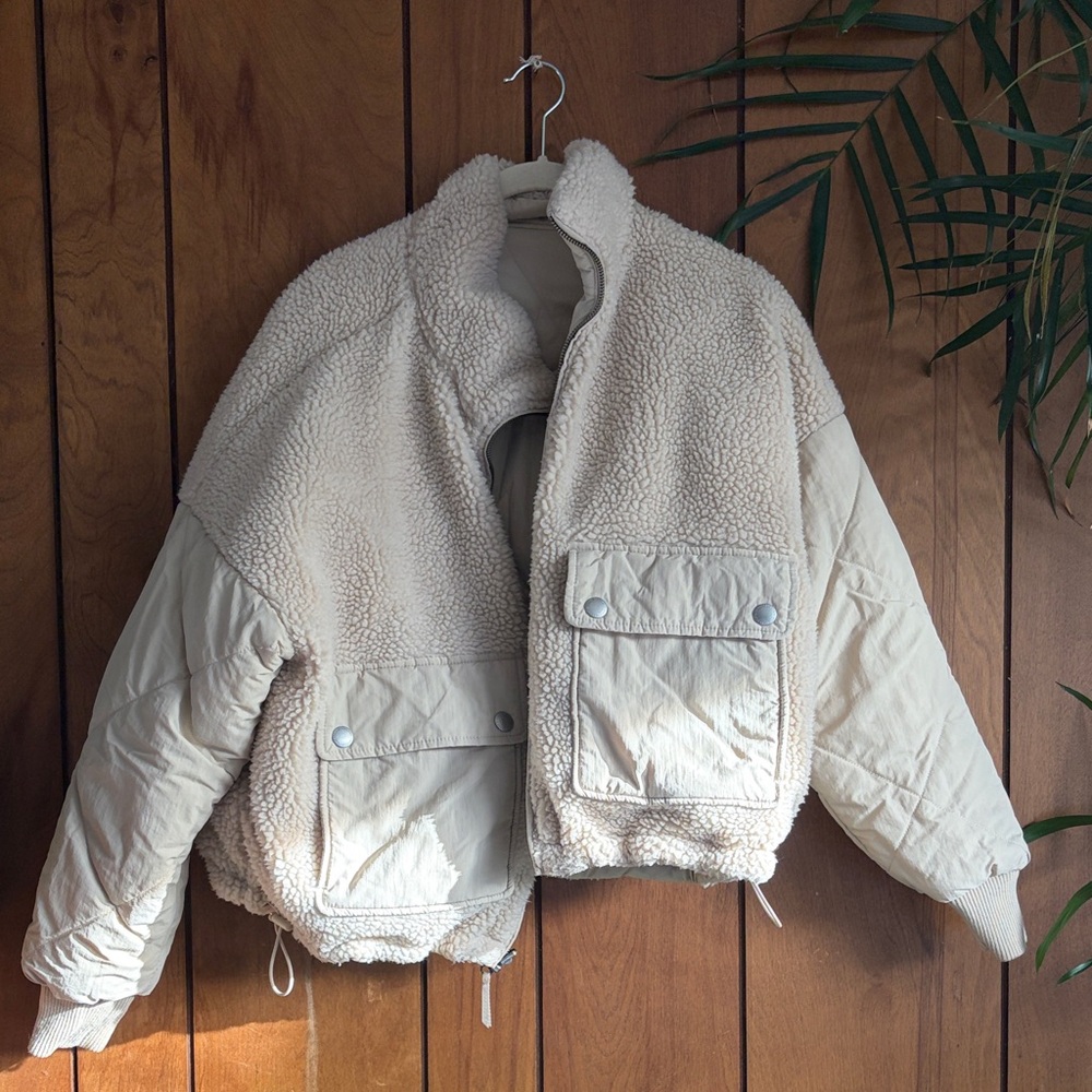 American Eagle Outfitters Beige Teddy Jacket